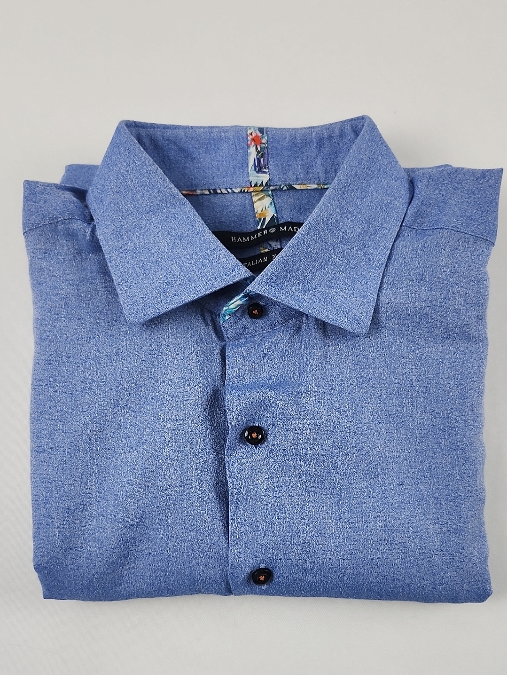 Hammer Made Mens 42/16.5 Blue Floral Classic Spread Collar Long Sleeve Shirt